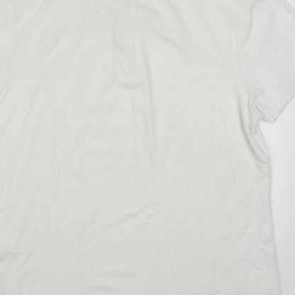 Un Bias Mens White  Cotton  Polo Size L Collared Pullover