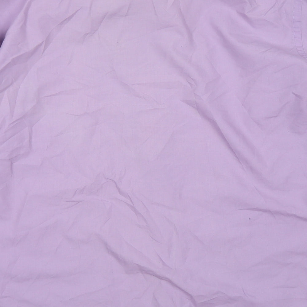 Taylor & Qright Mens Purple  Polyester  Button-Up Size 17.5 Collared Button