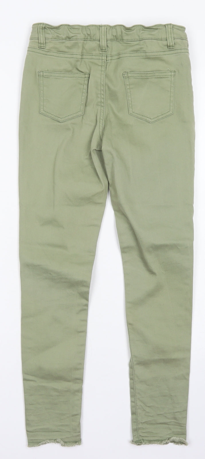 Denim Co Girls Green  Cotton Skinny Jeans Size 10-11 Years  Regular Button - distressed