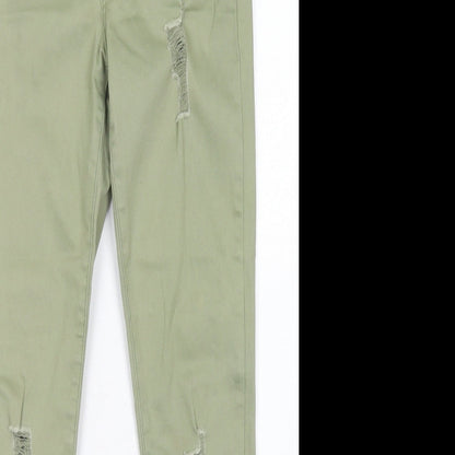 Denim Co Girls Green  Cotton Skinny Jeans Size 10-11 Years  Regular Button - distressed