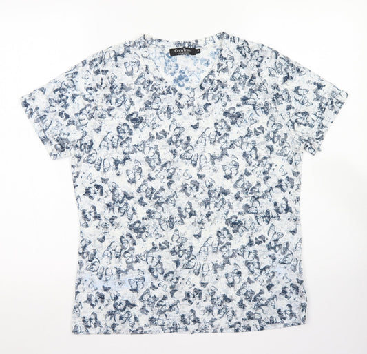 Womens UK Size L Cerulean Collection Blue Basic T-Shirt