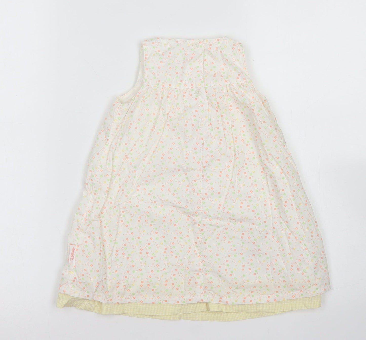 George Girls Pink Floral Cotton A-Line  Size 12-18 Months  Crew Neck Button - Disney Bambi
