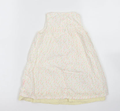 George Girls Pink Floral Cotton A-Line  Size 12-18 Months  Crew Neck Button - Disney Bambi