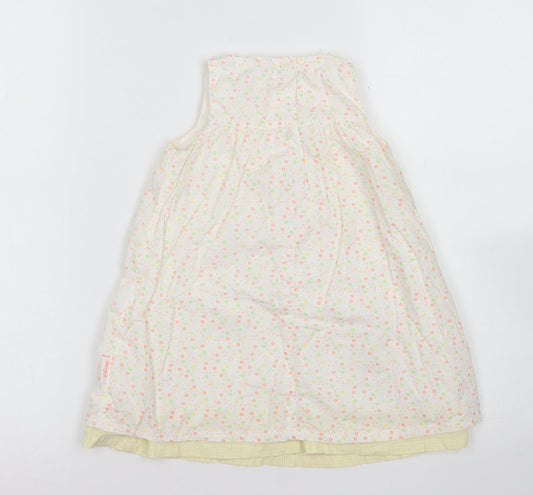 George Girls Pink Floral Cotton A-Line  Size 12-18 Months  Crew Neck Button - Disney Bambi