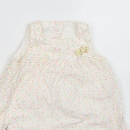 George Girls Pink Floral Cotton A-Line  Size 12-18 Months  Crew Neck Button - Disney Bambi