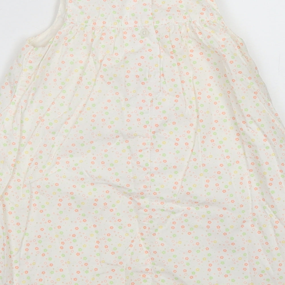 George Girls Pink Floral Cotton A-Line  Size 12-18 Months  Crew Neck Button - Disney Bambi