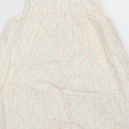 George Girls Pink Floral Cotton A-Line  Size 12-18 Months  Crew Neck Button - Disney Bambi