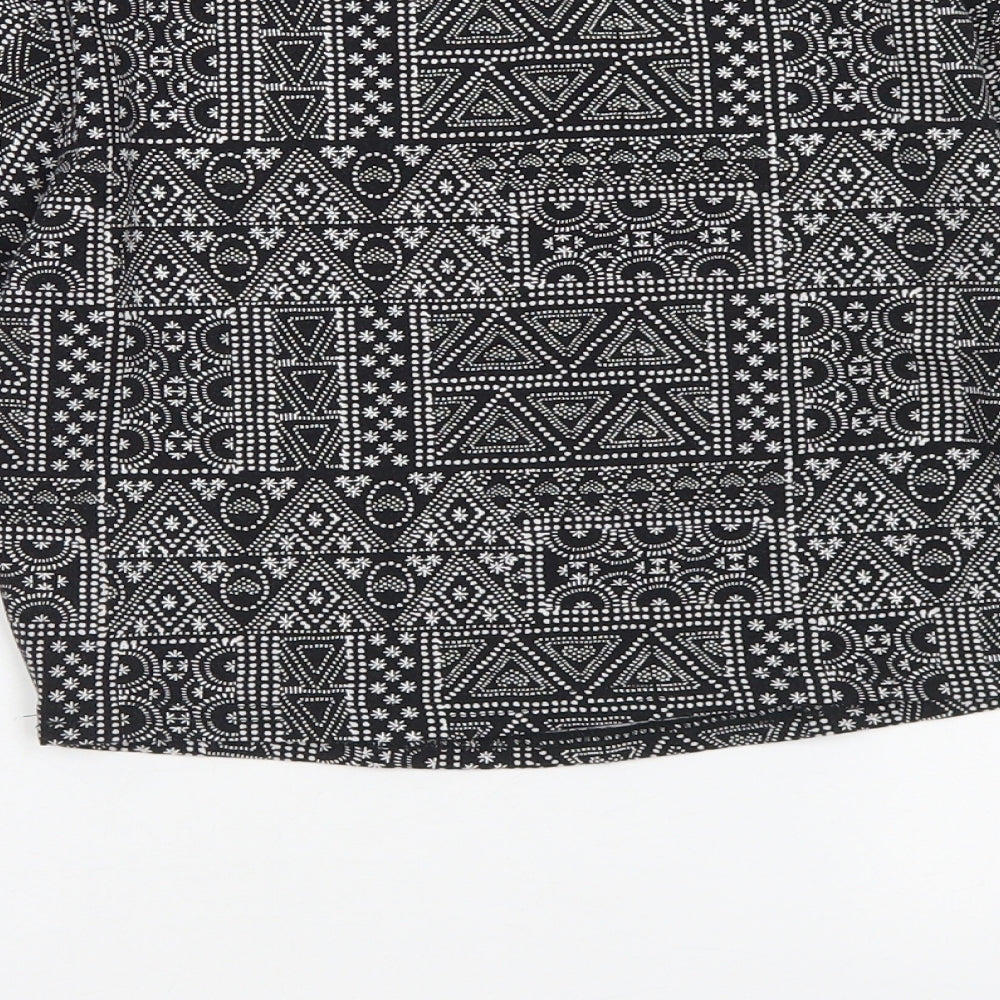 915 Generation Girls Black Geometric Cotton Cropped T-Shirt Size 14-15 Years Crew Neck