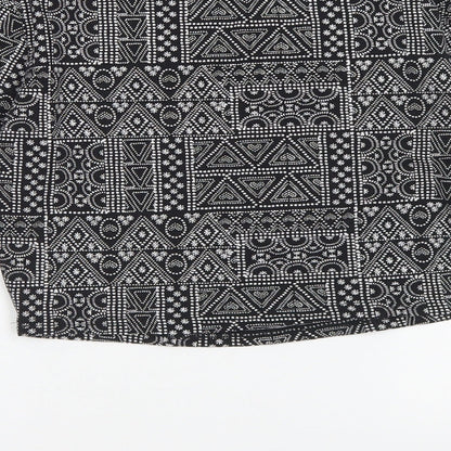 915 Generation Girls Black Geometric Cotton Cropped T-Shirt Size 14-15 Years Crew Neck