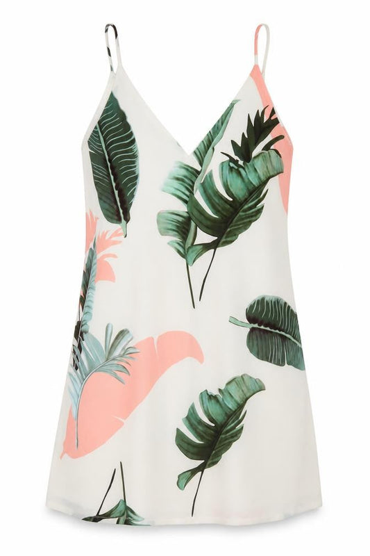 Front view of SHEIN women’s white floral polyester a-line, size L, v-neck