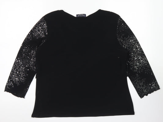 Saloos Womens Black  Polyester Basic Blouse Size L Round Neck