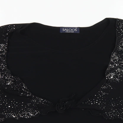 Saloos Womens Black  Polyester Basic Blouse Size L Round Neck