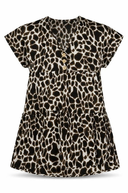 influence Womens Brown Animal Print Polyester A-Line  Size 12  V-Neck Pullover