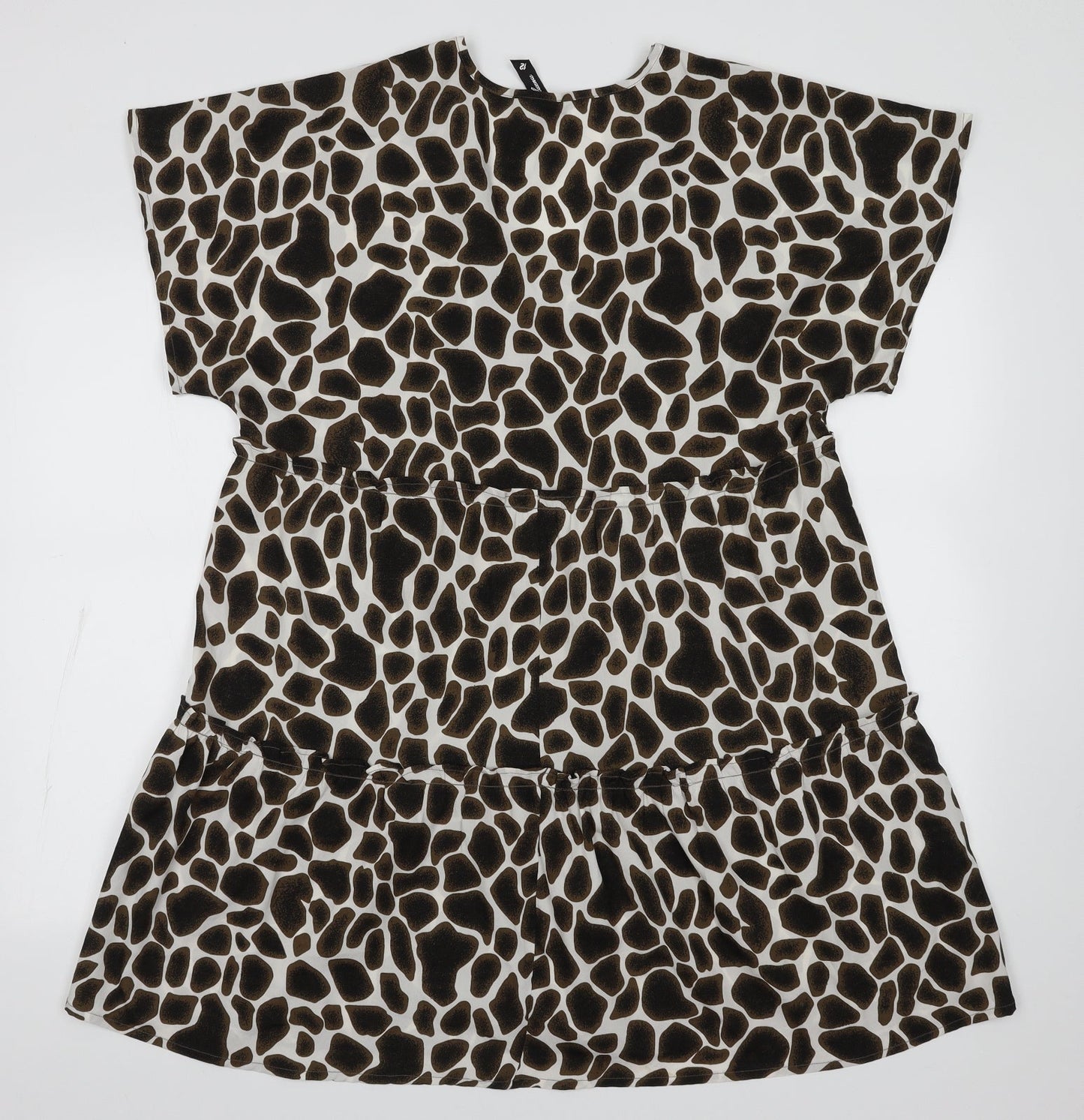 influence Womens Brown Animal Print Polyester A-Line  Size 12  V-Neck Pullover