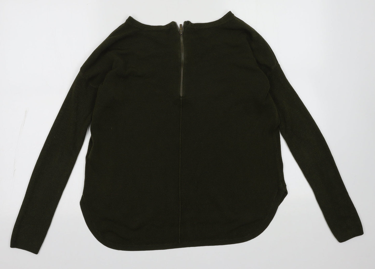 New Look Womens Green  Acrylic Pullover Sweatshirt Size 12  Zip