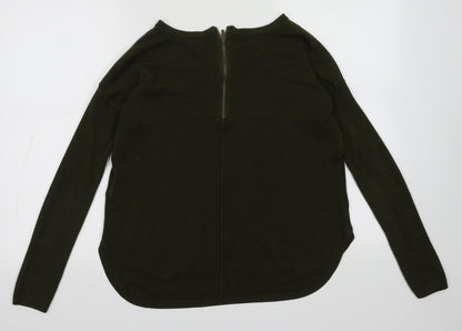 New Look Womens Green  Acrylic Pullover Sweatshirt Size 12  Zip