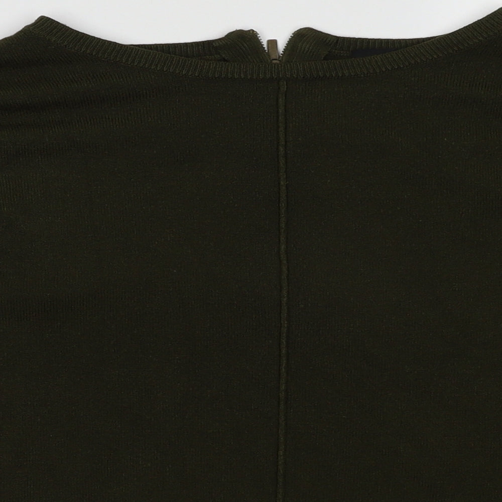 New Look Womens Green  Acrylic Pullover Sweatshirt Size 12  Zip