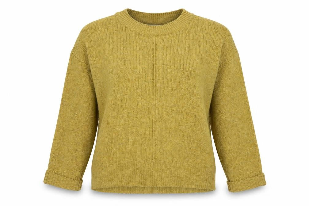 Front view of George women’s yellow polyester pullover sweatshirt, size M, pullover