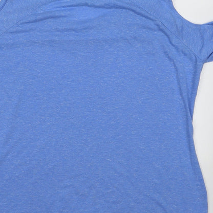 F&F Womens Blue  Polyester Basic T-Shirt Size 10 Crew Neck - cold shoudler