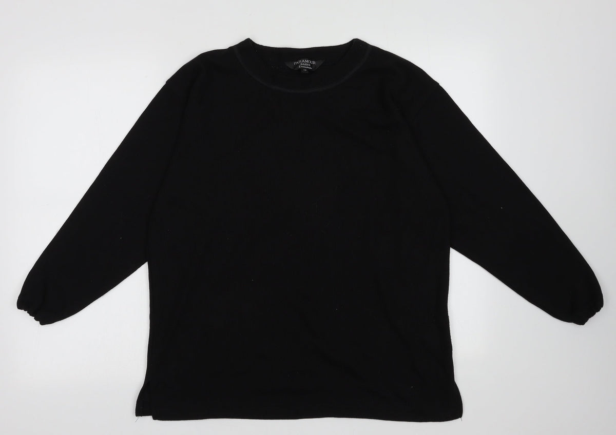 Additional front view of Paramour women’s black polyester pullover sweatshirt, size M, pullover