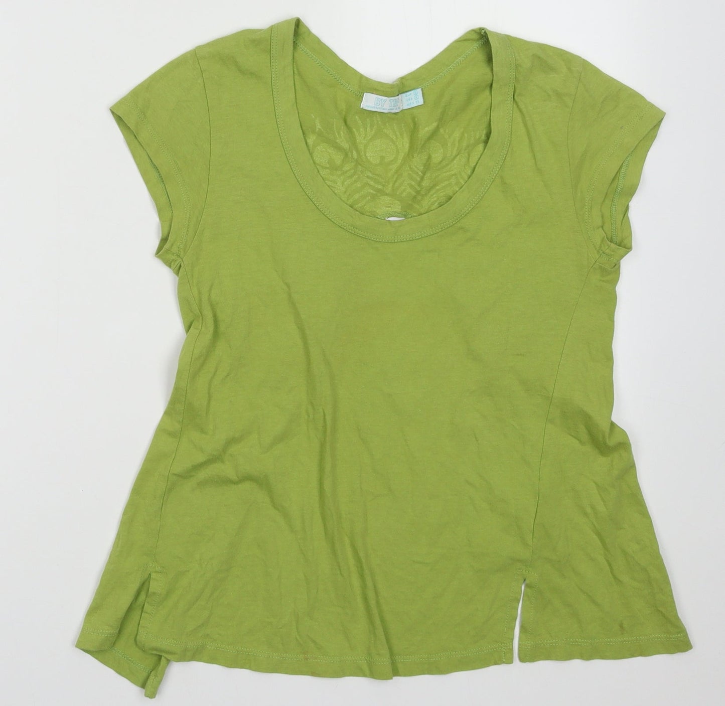Womens UK Size S Zara Green Basic T-Shirt