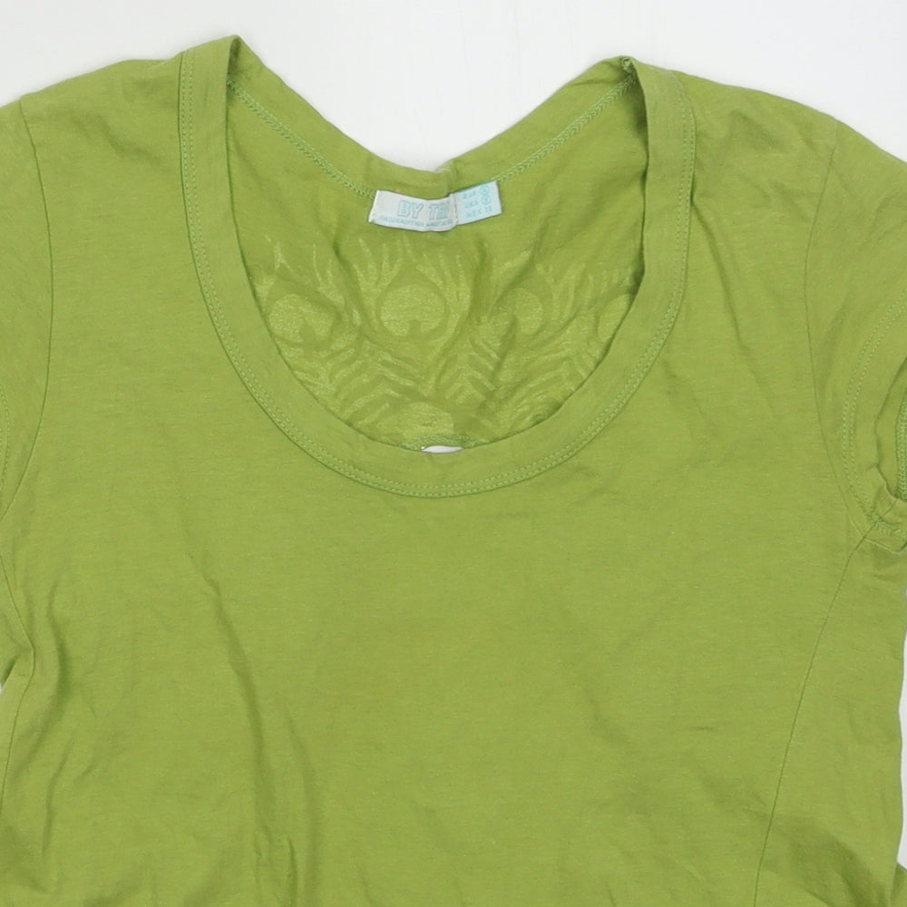 Womens UK Size S Zara Green Basic T-Shirt