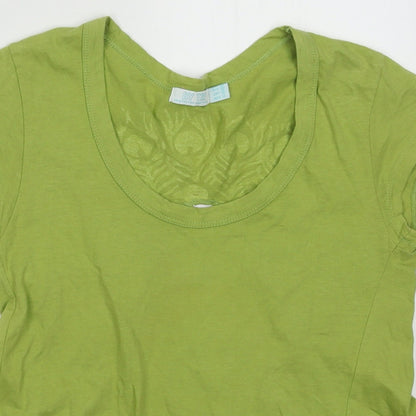 Womens UK Size S Zara Green Basic T-Shirt