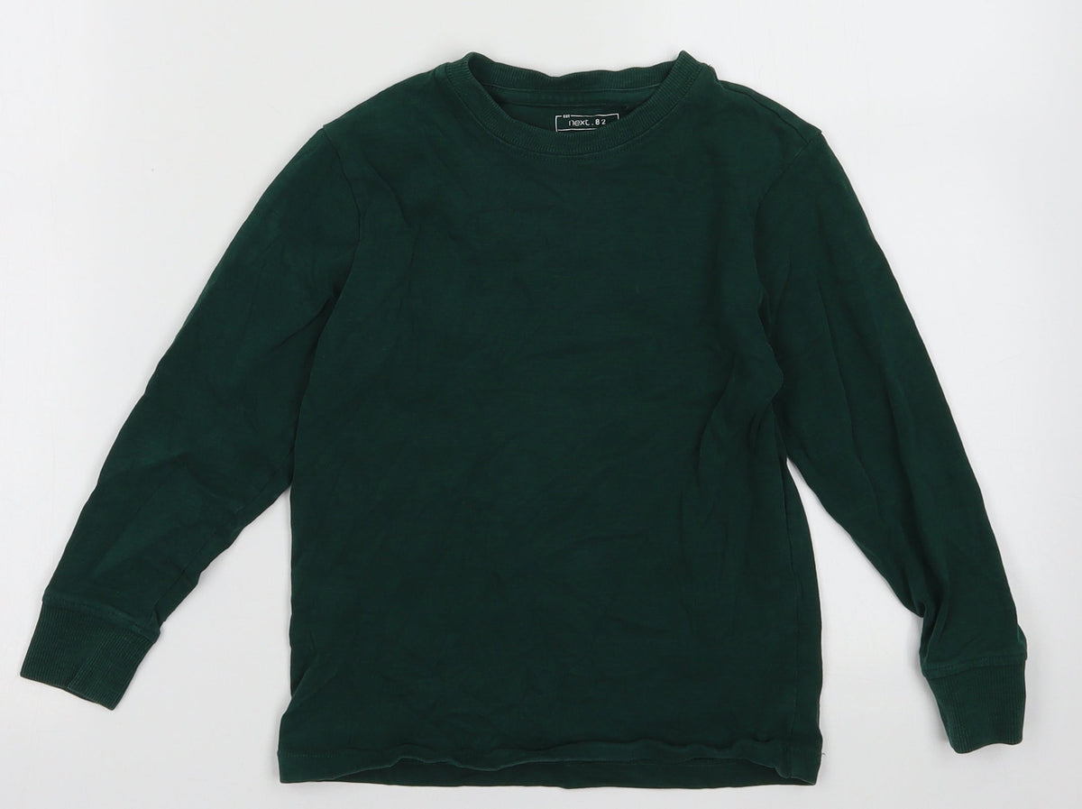 Additional front view of Next boys’ green cotton pullover sweatshirt, size 6, years pullover