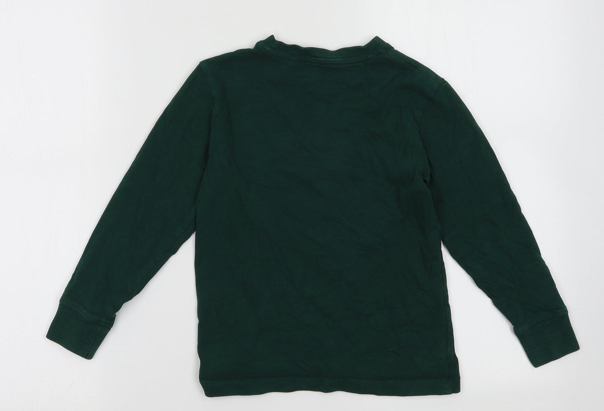 Back view of Next boys’ green cotton pullover sweatshirt, size 6, years pullover