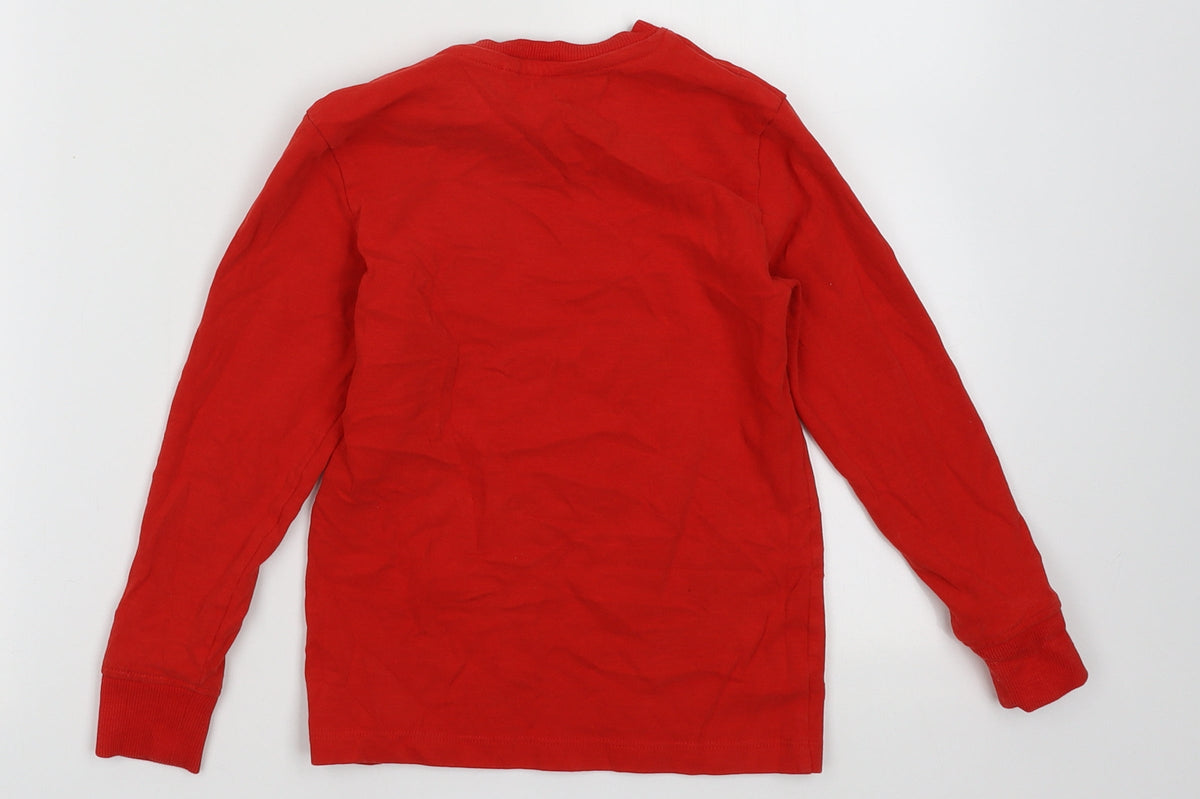 Back view of Next boys’ red cotton pullover sweatshirt, size 6, years pullover