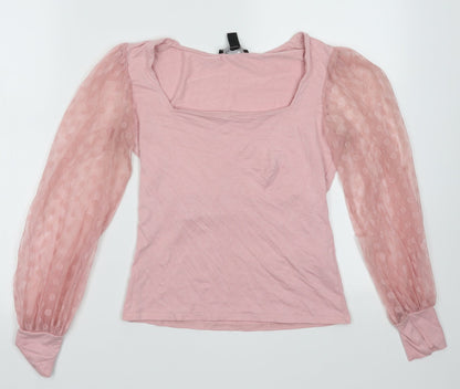 Womens UK Size 10 New Look Pink Basic Blouse