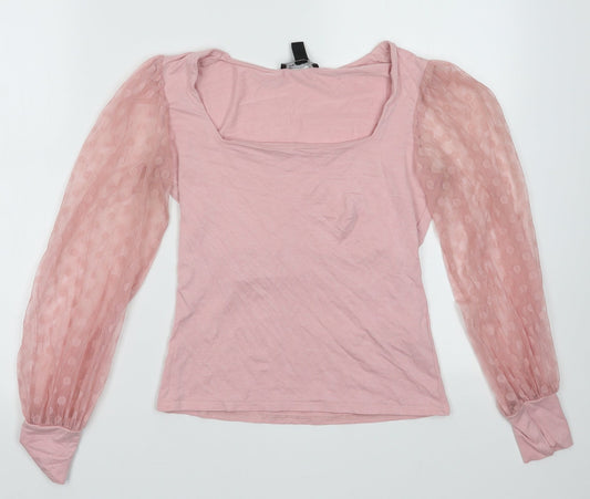 Womens UK Size 10 New Look Pink Basic Blouse