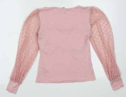 Womens UK Size 10 New Look Pink Basic Blouse