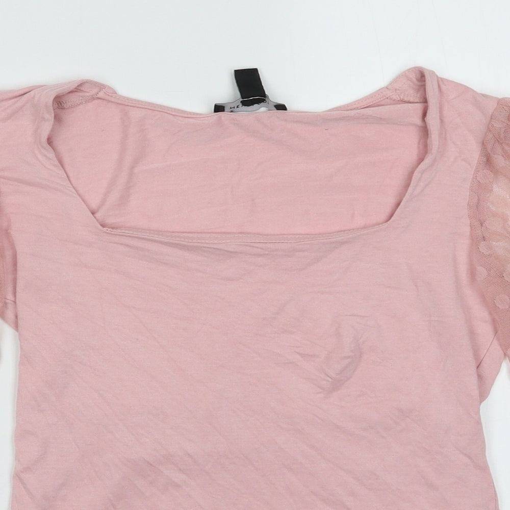 Womens UK Size 10 New Look Pink Basic Blouse