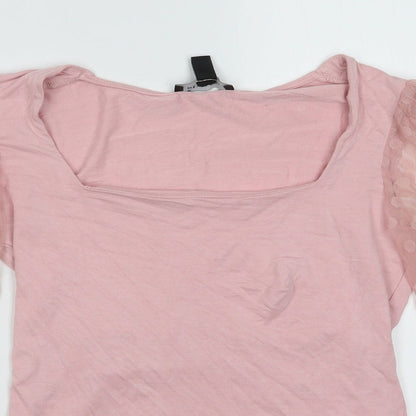 Womens UK Size 10 New Look Pink Basic Blouse