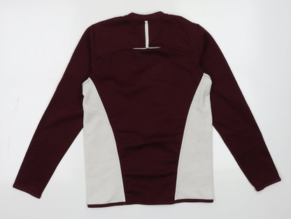 Back view of Aptus men’s purple polyester pullover sweatshirt, size S