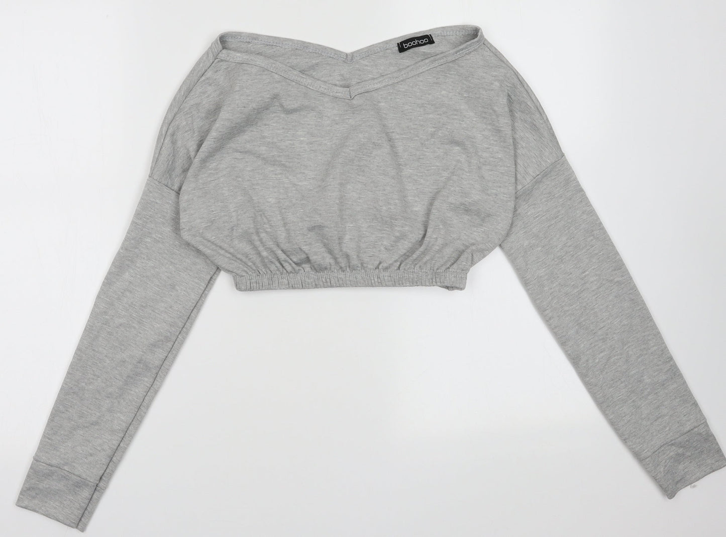 Boohoo Womens Grey  Viscose Pullover Sweatshirt Size S  Pullover - cropped