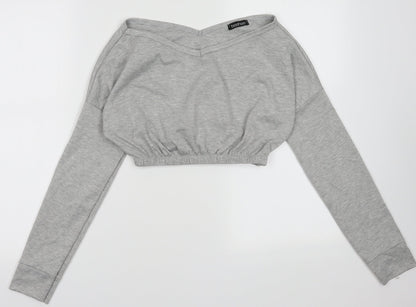 Boohoo Womens Grey  Viscose Pullover Sweatshirt Size S  Pullover - cropped