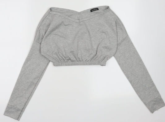Boohoo Womens Grey  Viscose Pullover Sweatshirt Size S  Pullover - cropped