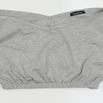 Boohoo Womens Grey  Viscose Pullover Sweatshirt Size S  Pullover - cropped