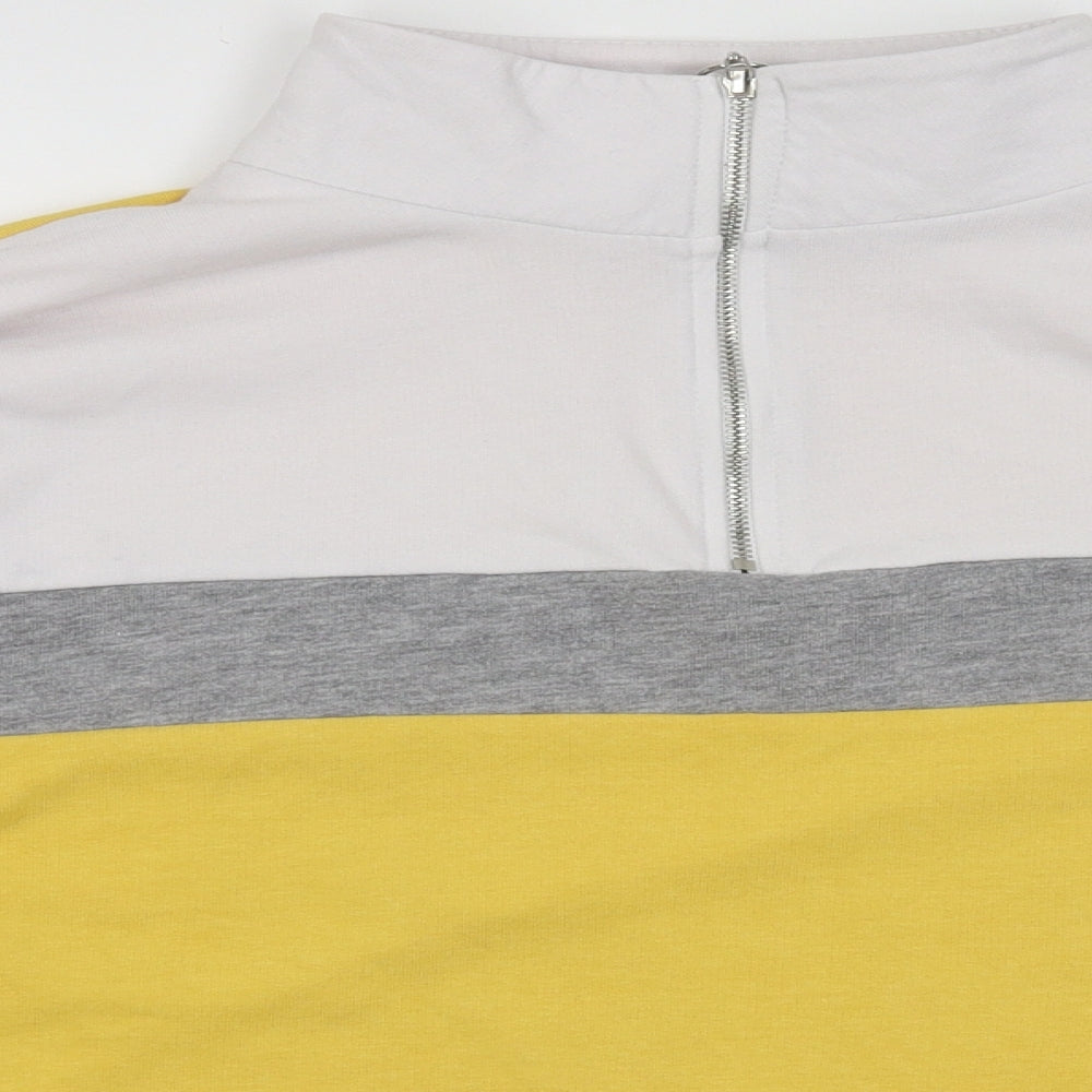 New Look Womens Yellow Striped Cotton Pullover Sweatshirt Size 12  Zip