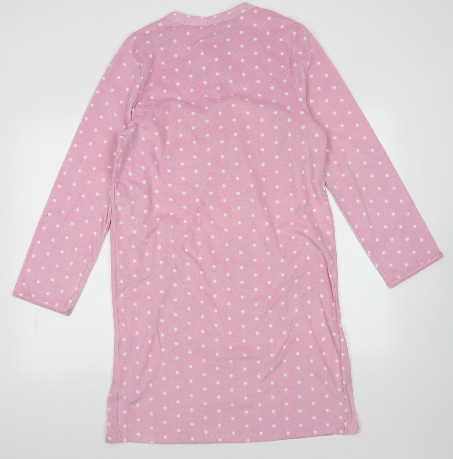 Marks and Spencer Womens Pink Polka Dot Polyester  Dress Size 12  Button