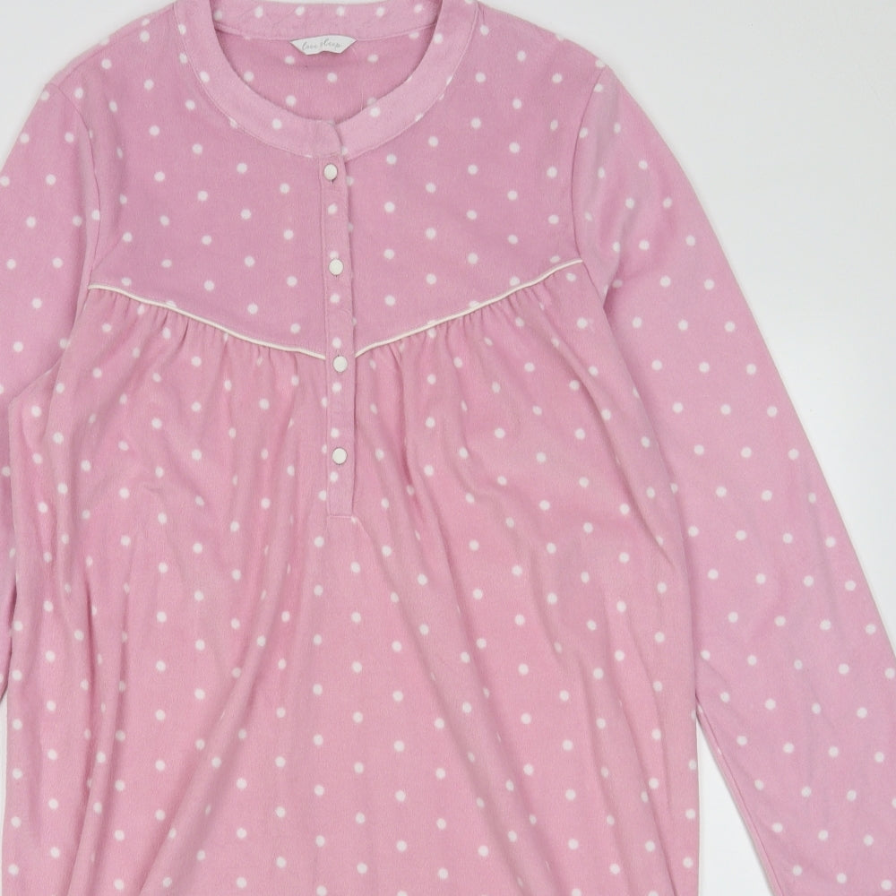 Marks and Spencer Womens Pink Polka Dot Polyester  Dress Size 12  Button