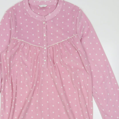Marks and Spencer Womens Pink Polka Dot Polyester  Dress Size 12  Button