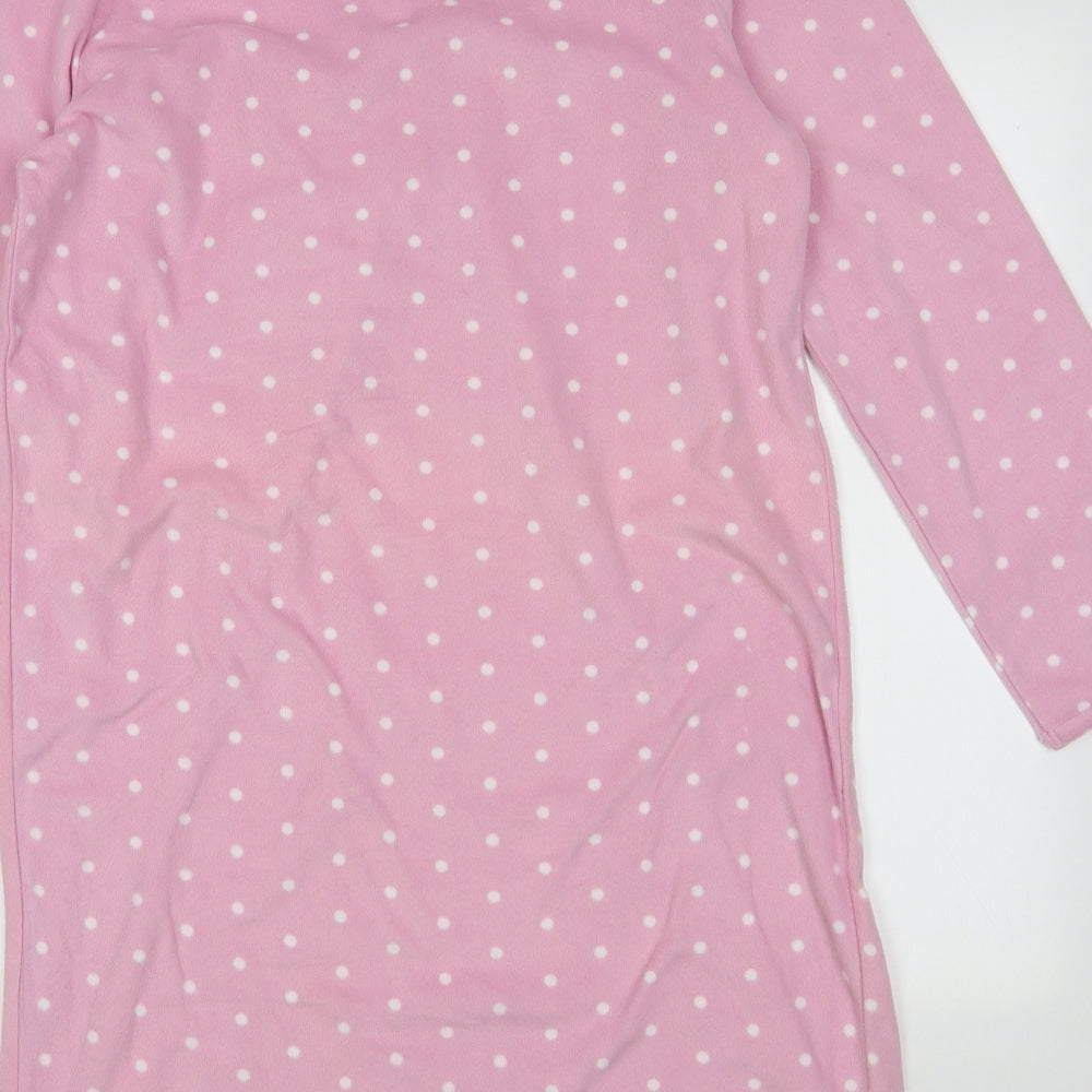Marks and Spencer Womens Pink Polka Dot Polyester  Dress Size 12  Button