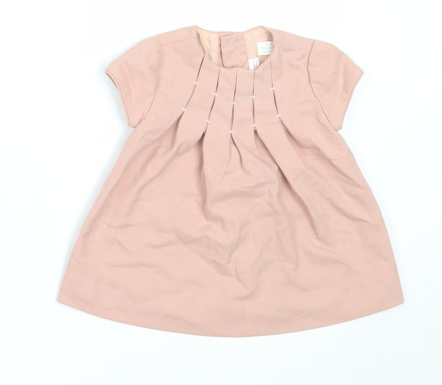 Zara Girls Pink  Cotton Shift  Size 3-6 Months  Round Neck
