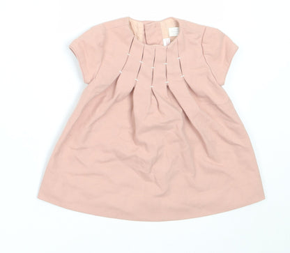 Zara Girls Pink  Cotton Shift  Size 3-6 Months  Round Neck