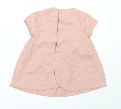 Zara Girls Pink  Cotton Shift  Size 3-6 Months  Round Neck