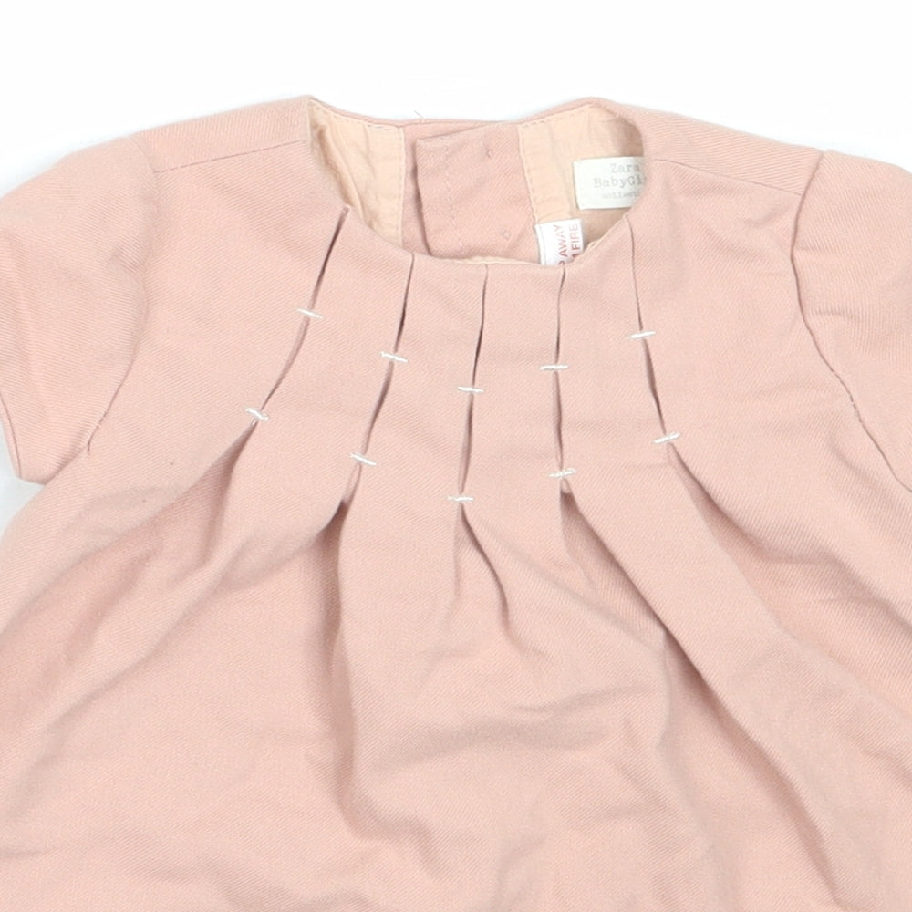 Zara Girls Pink  Cotton Shift  Size 3-6 Months  Round Neck