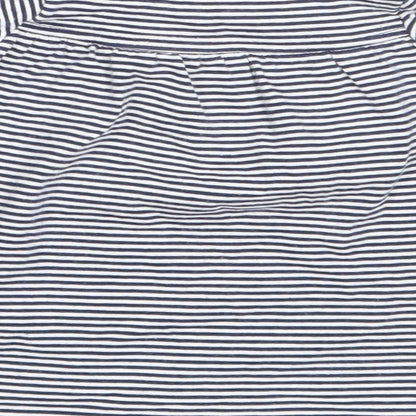 Marks and Spencer Girls Blue Striped Cotton Fit & Flare  Size 0-3 Months  Round Neck
